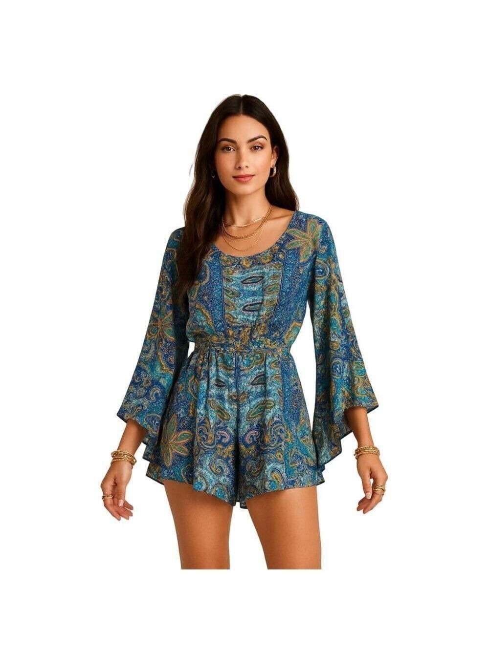 ☀️ BOHEMIAN open-back tie silky romper